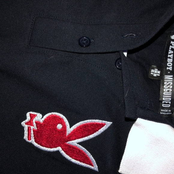 Playboy x Missguided Navy Varsity Polo Crop Top - Picture 5 of 6